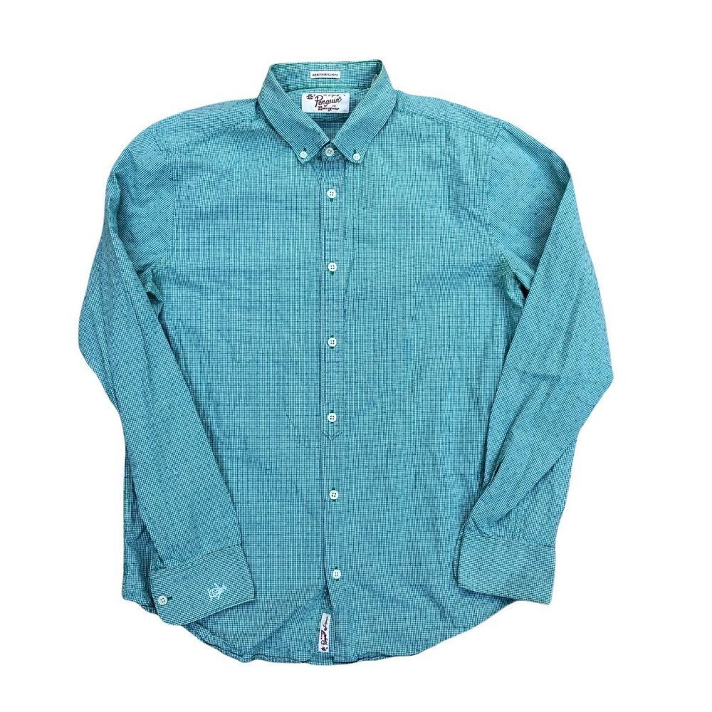 PENGUIN by MUNSINGWEAR Men's Heritage Slim Fit Plaid Green Button Down Shirt | L - Picture 1 of 5